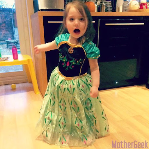 Frozen Anna Coronation Fancy Dress Costume - 1 Honest Review 2 Syd wearing her Frozen Anna Coronation Fancy Dress Costume