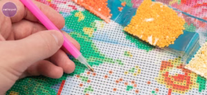 3 Common Ways to Finish and Protect Diamond Arts 4 close up of a diamond painting project. Do you know how to finish and protect diamond arts projects?