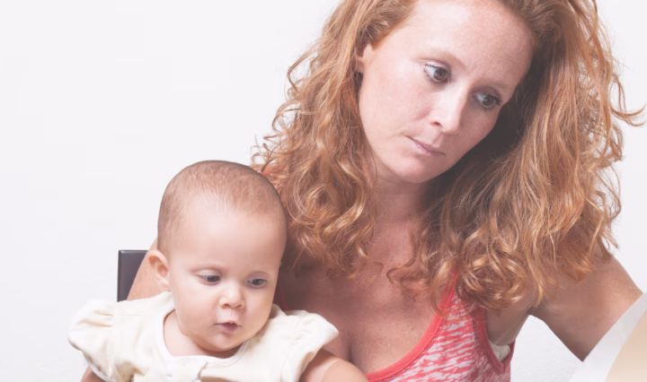 stressed out mum and baby